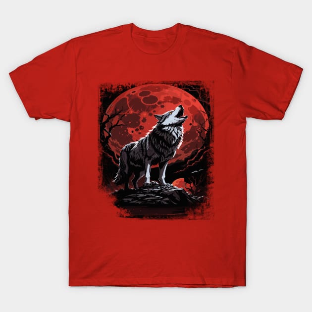 Howling at the Blood Moon T-Shirt by Twisted Teeze 